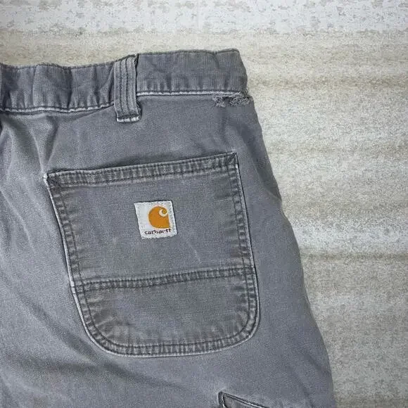 Vintage 90s Carhartt Carpenter Pants 36x30 Light Grey Relaxed Fit Dungarees - Picture 3 of 6